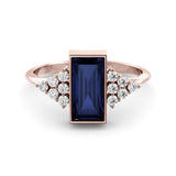 Art deco ring with sapphire and diamonds