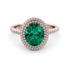 Double Halo emerald-diamond ring