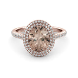 Morganite ring - Diamonds Double Halo