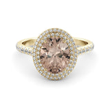 Morganite ring - Diamonds Double Halo