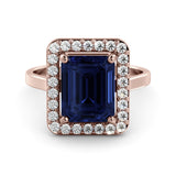 Sapphire ring 3.82 carat HALO diamonds