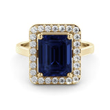 Sapphire ring 3.82 carat HALO diamonds