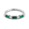 Delicate milgrain emerald and diamond ring