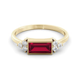 Ruby and diamond baguette ring