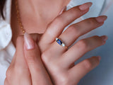 Sapphire-Moissanite baguette ring