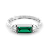 Emerald-Moissanite baguette ring