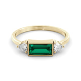 Emerald-Moissanite baguette ring