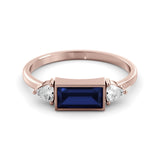 Sapphire-Moissanite baguette ring