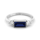 Sapphire-Moissanite baguette ring