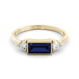 Sapphire-Moissanite baguette ring