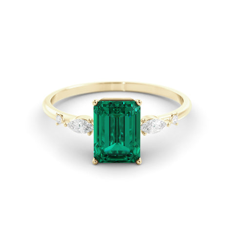טבעת אקוומארין ירוקה ויהלומים Daniella