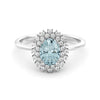 Spectacular Halo aquamarine and diamond ring