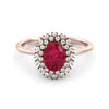 Spectacular Halo ruby ​​and diamond ring