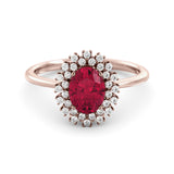 Spectacular Halo ruby ​​and diamond ring