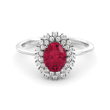 Spectacular Halo ruby ​​and diamond ring