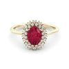 Spectacular Halo ruby ​​and diamond ring