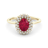 Spectacular Halo ruby ​​and diamond ring