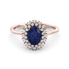 Spectacular Halo sapphire and diamond ring