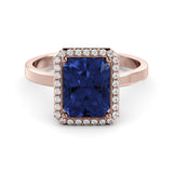 Halo diamond ring sapphire 3.01 carat