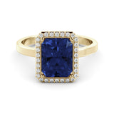 Halo diamond ring sapphire 3.01 carat