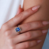 Halo diamond ring sapphire 3.01 carat