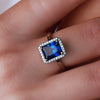 Halo diamond ring sapphire 3.01 carat