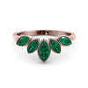 Green emerald five marquise ring