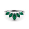 Green emerald five marquise ring