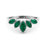 Green emerald five marquise ring